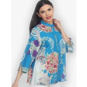 Citron Santa Monica Bouquet Clusters Silk Blouse XL